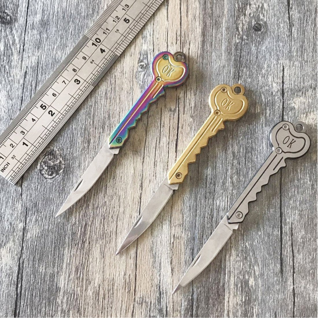 Mini Key Knife Letter Camp Outdoor Keyring Ring Keychain Fold Open
