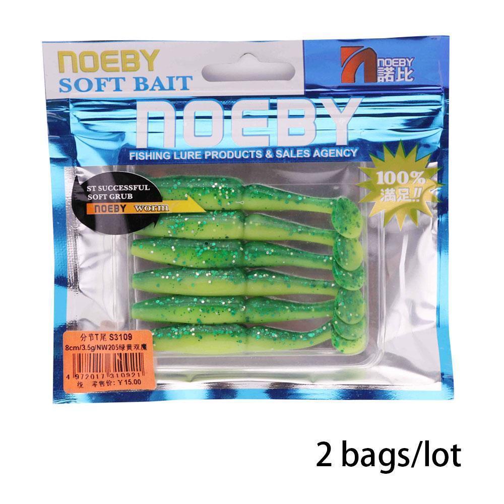 Noeby 2Bags/Lot Soft Worm Paddle Tail Fishing Wobblers Baits