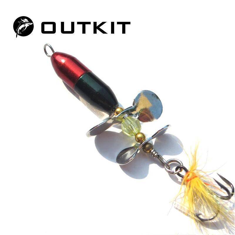 Outkit Long Casting Spinner Bait Metal Fishing Lure Double Tail