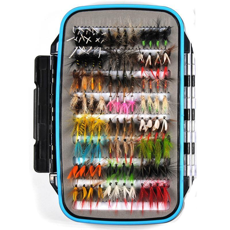 Fly Fishing Flies Kits Wet & Dry Trout Flies Sets, Fly Fishing Gear Fly  Tying Materials Kit with Fly Box (100PCS Fly Fishing Flies with Black Box)
