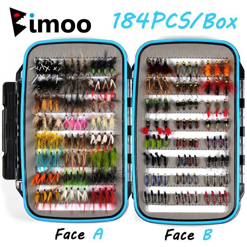 Promo 184Pcs Wet Dry Nymph Fly Fishing Lure Box Set Fly Tying Material Bait