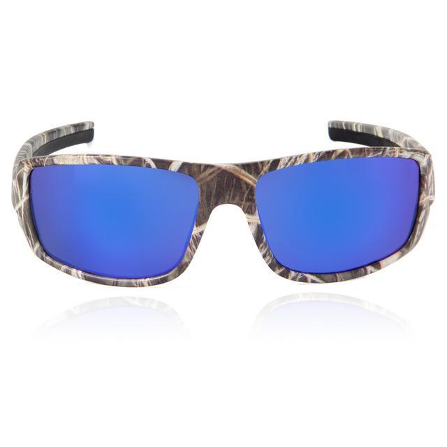 Queshark Men Camouflage Frame Polarized Sunglasses Sports Camo Fishing Eyewear-KingShark Pro Outdoor Sporte Store-Camo Blue-Bargain Bait Box