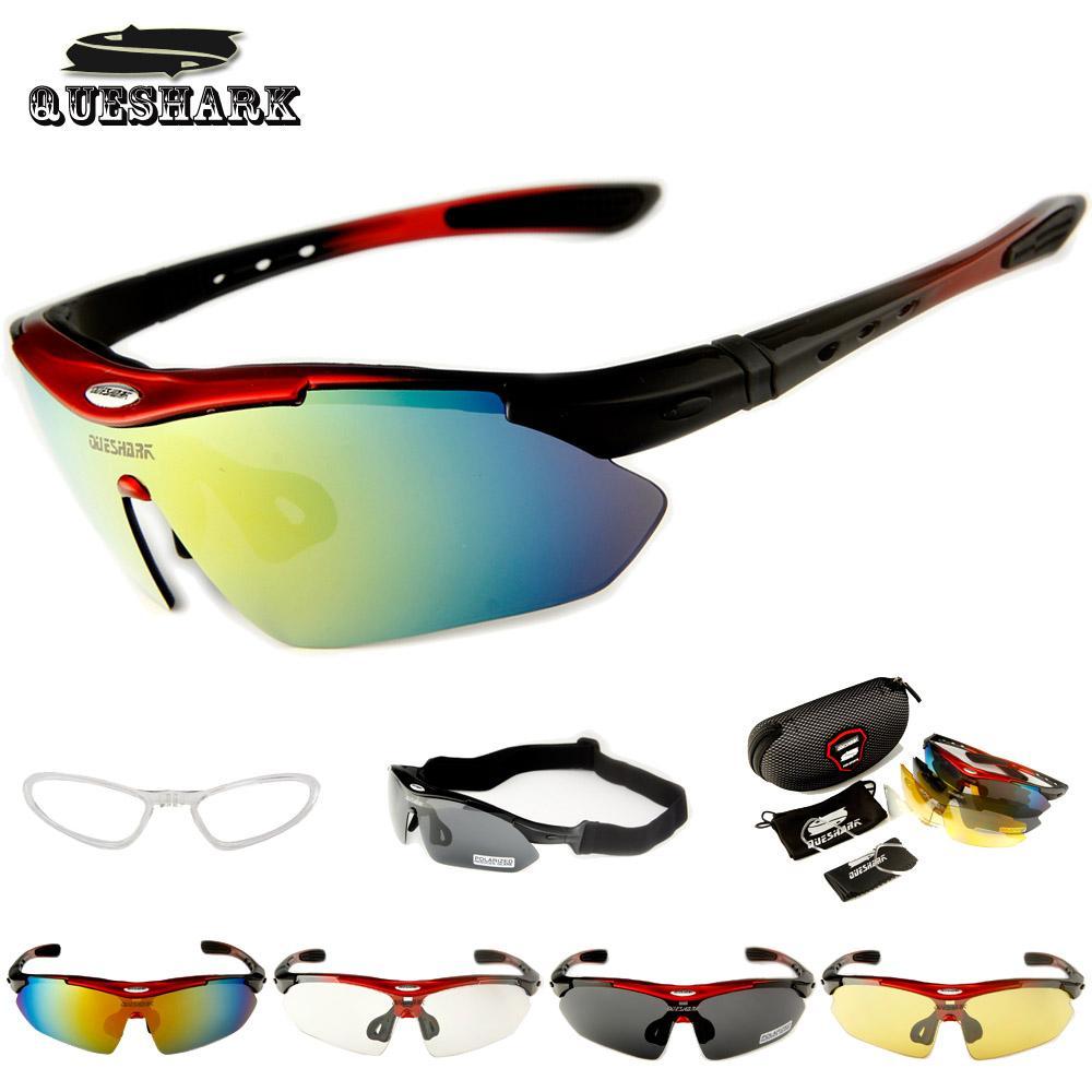 Queshark Polarized Cycling Sunglasses Bike Racing Bicycle Goggles Cycling As Picture showed3