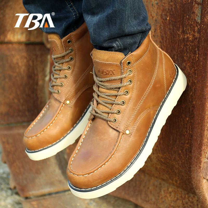 Tba Winter Men&#39;S Warm Leather Shoes Water-Proof High Boots Lace-Up Climbing-TBA Official Store-TBA5985 dark brown-5-Bargain Bait Box