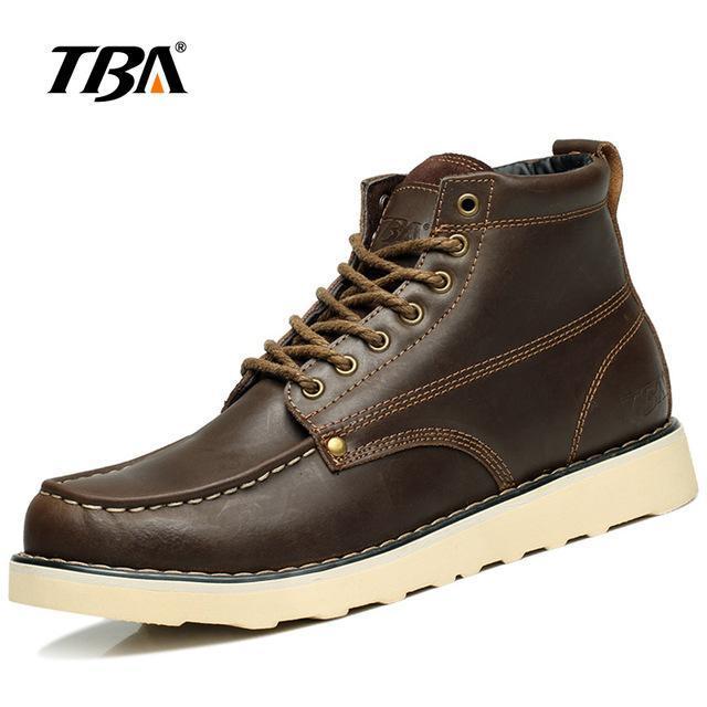 Tba Winter Men&#39;S Warm Leather Shoes Water-Proof High Boots Lace-Up Climbing-TBA Official Store-TBA5985 dark brown-5-Bargain Bait Box
