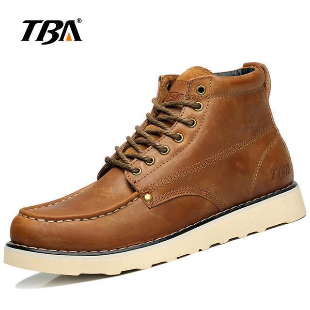 Tba Winter Men&#39;S Warm Leather Shoes Water-Proof High Boots Lace-Up Climbing-TBA Official Store-TBA5985 yellow brown-5-Bargain Bait Box
