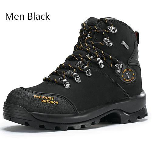 Tfo Hiking Shoes Man Women Mountain 100% Genuine Leather Boots Climbing-TFO Official Store-Men Black-5-Bargain Bait Box