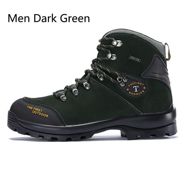 Tfo Hiking Shoes Man Women Mountain 100% Genuine Leather Boots Climbing-TFO Official Store-Men Dark Green-5-Bargain Bait Box