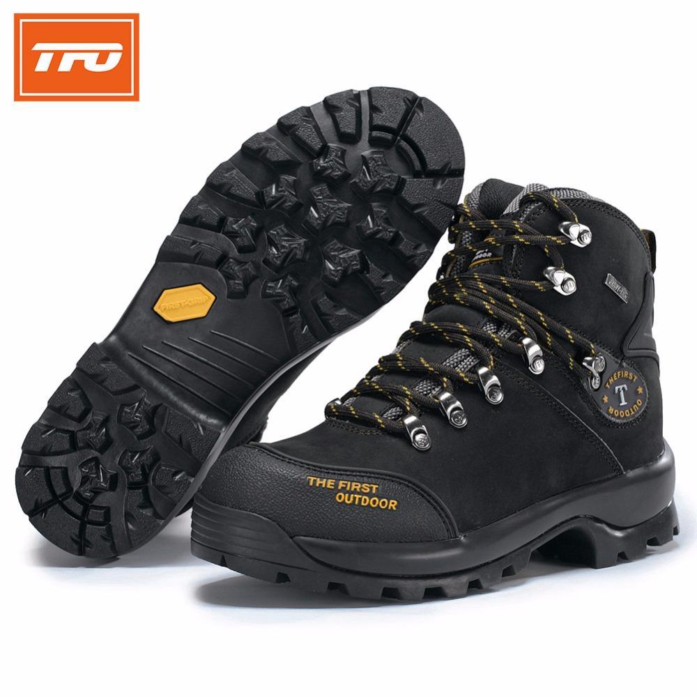 Tfo Hiking Shoes Man Women Mountain 100% Genuine Leather Boots Climbing-TFO Official Store-men green-5-Bargain Bait Box