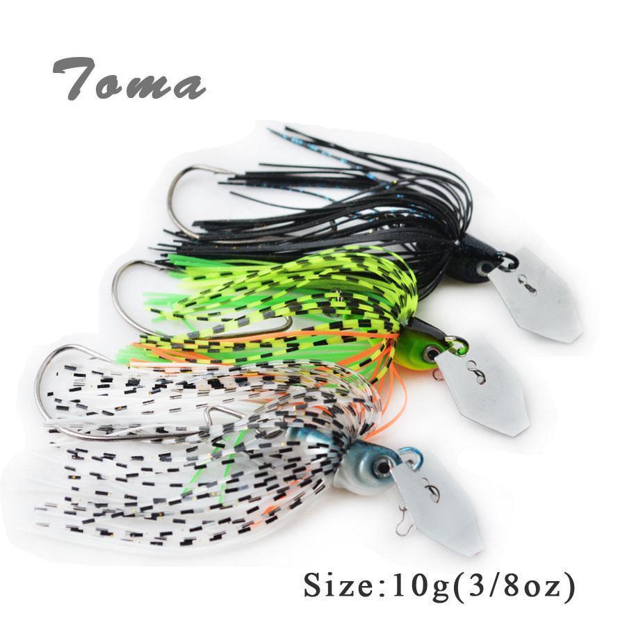 Toma 3Pcs/Lot Lead Head Spinner Buzzi Bait Fishing Lures 3/8Oz Colors  Silicone