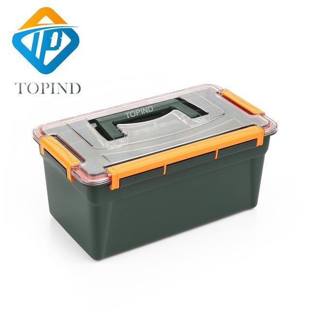 Topind 1Pc Dark Green Double Layer Waterproof Hand Tool Box,Big Fishin –  Bargain Bait Box