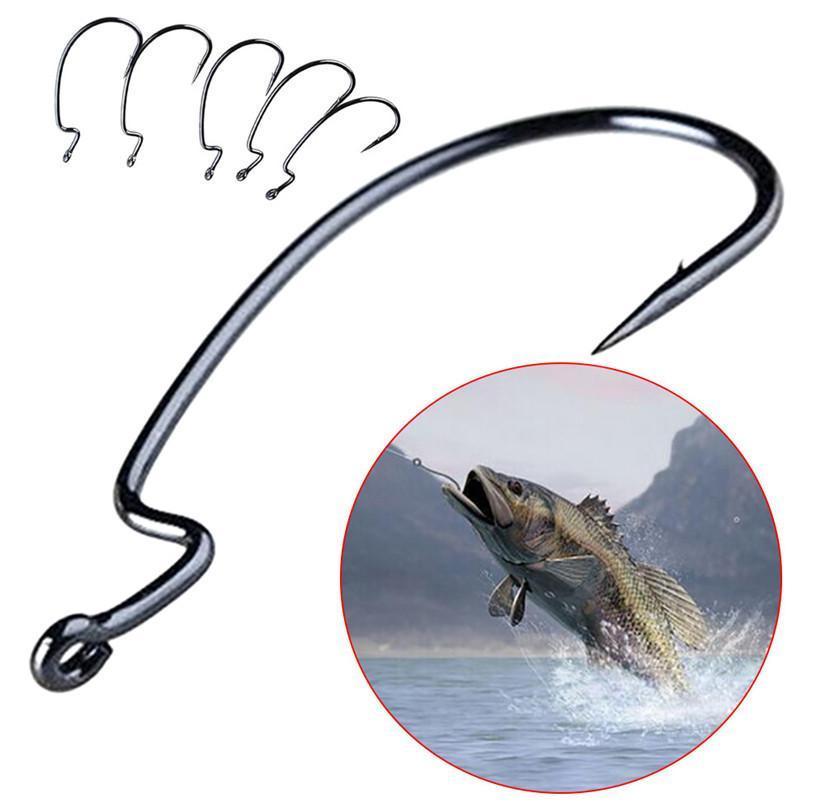 Worm Hook Jig Big Fishing Hook Fishhook High-Carbon Steel Big Bass Hoo –  Bargain Bait Box