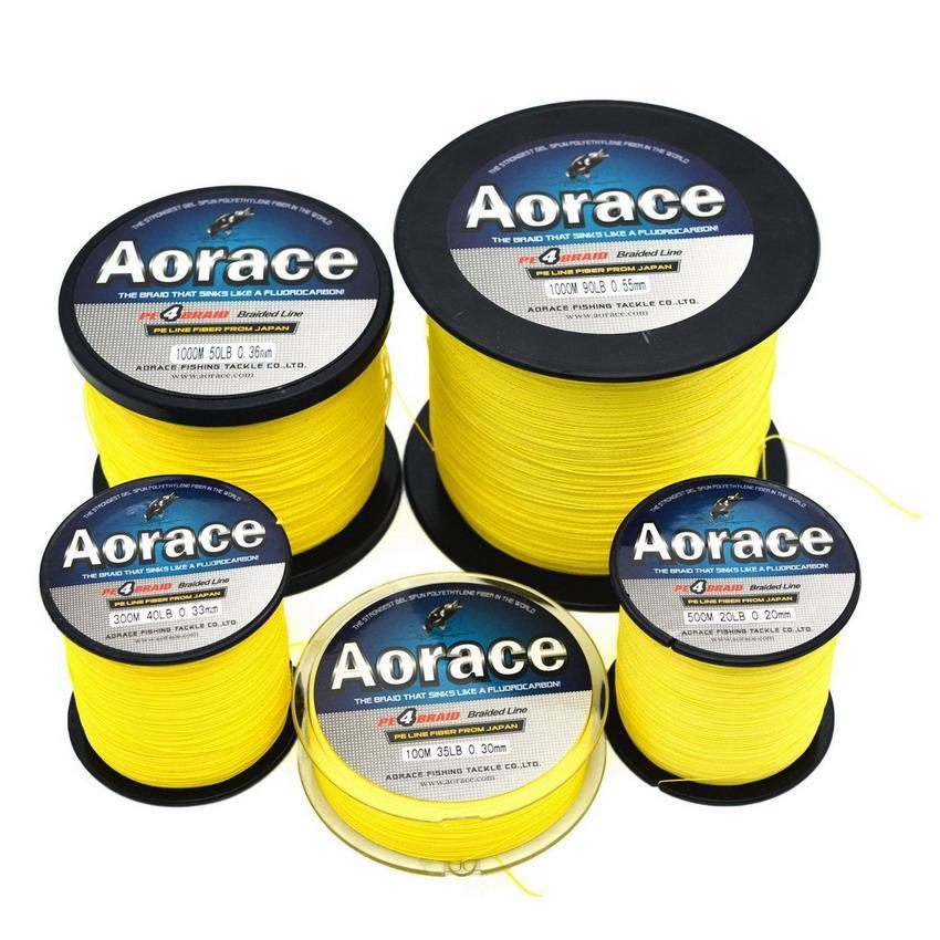 Yellow Braided Lines 4 Strands Braided Fishing Line 8Lb-90Lb Super Strong