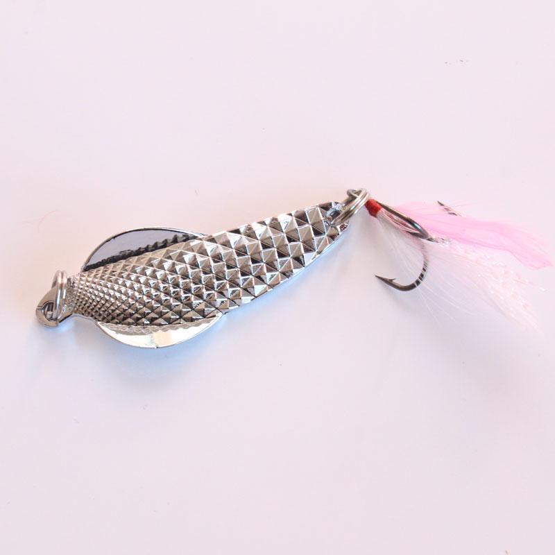 1 Geometry Metal Sequins Fishing Lure Spoon Lure With Feather Noise Paillette-Skmially Store-Bargain Bait Box
