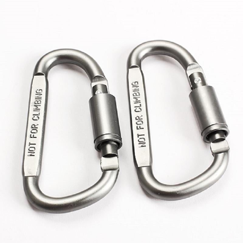 1 Pair D Shape Carabiner Rope Hook Screw Lock Keychain Aluminum Alloy Camping-Bluenight Outdoors Store-Bargain Bait Box