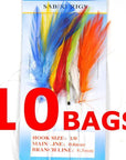 [10 Bags] Sabiki Feather / Tinsel Tube / Flash Rig Size 1/0 Assortied Bait-Sabiki Rigs-Bargain Bait Box-10 BAGS 2-Bargain Bait Box