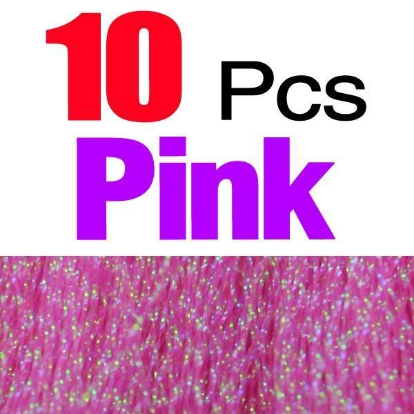 10 Packs Crystal Holographic Flashabou Crystal Flash Tinsel Fly Tying-Fly Tying Materials-Bargain Bait Box-10Pcs Pink-Bargain Bait Box