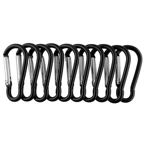 10 Pcs Black Carabiner Camp Clip Hook For Outdoor Hiking Climbing Traveling-Running Granny Store-Bargain Bait Box