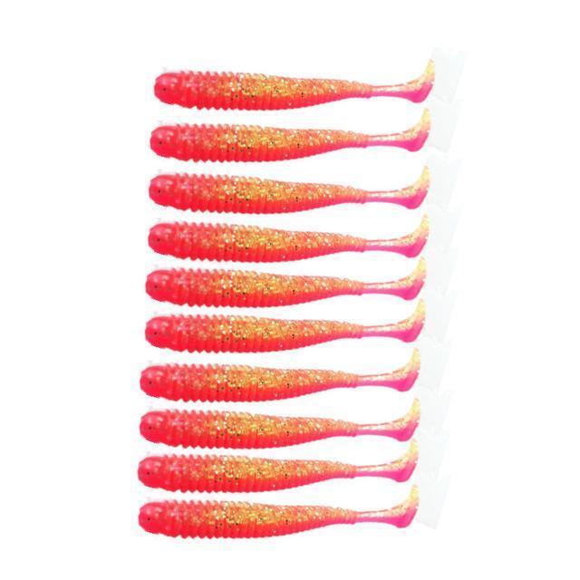 10 Pcs/Lot Artificial Paddle Tail 6Cm 0.8G Soft Grubs Glow In Dark T Tail Lure-PROLEURRE FISHING Store-A-Bargain Bait Box