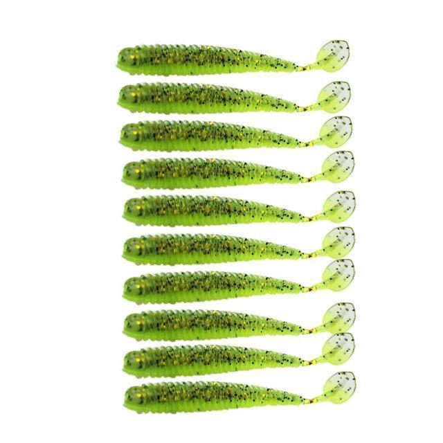 10 Pcs/Lot Artificial Paddle Tail 6Cm 0.8G Soft Grubs Glow In Dark T Tail Lure-PROLEURRE FISHING Store-F-Bargain Bait Box