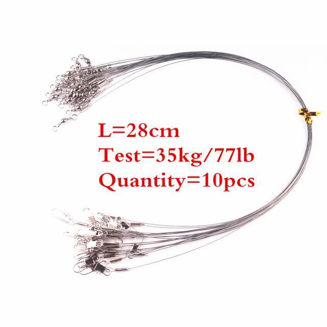 10 Pieces Stainless Steel Fishing Lead Line Fishing Lure Bite Proof Swivel Steel-Wolves Store-L 28cm-Bargain Bait Box