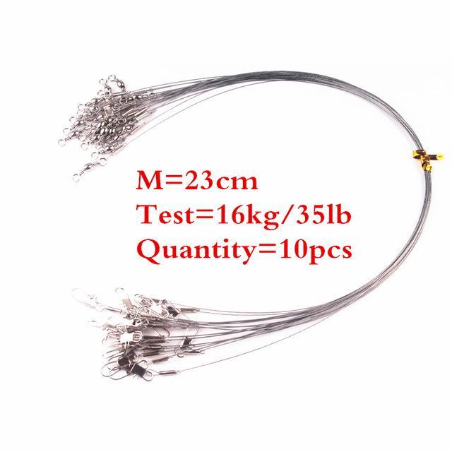 10 Pieces Stainless Steel Fishing Lead Line Fishing Lure Bite Proof Swivel Steel-Wolves Store-M 23cm-Bargain Bait Box