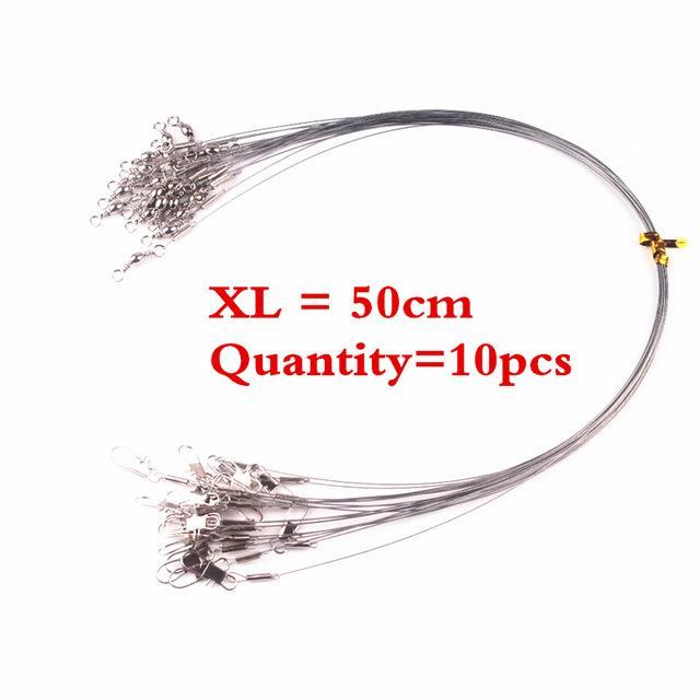 10 Pieces Stainless Steel Fishing Lead Line Fishing Lure Bite Proof Swivel Steel-Wolves Store-XL 50cm-Bargain Bait Box
