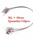 10 Pieces Stainless Steel Fishing Lead Line Fishing Lure Bite Proof Swivel Steel-Wolves Store-XL 50cm-Bargain Bait Box