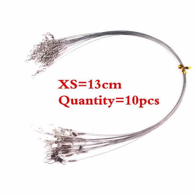 10 Pieces Stainless Steel Fishing Lead Line Fishing Lure Bite Proof Swivel Steel-Wolves Store-XS 13cm-Bargain Bait Box