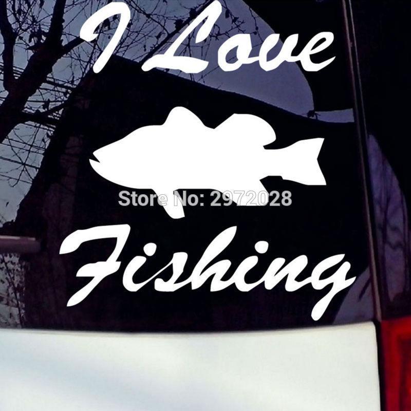 10 X Design I Love Fishing Car Creative Decal Cartoon Car Reflective Sticker-Fishing Decals-Bargain Bait Box-Black-Bargain Bait Box