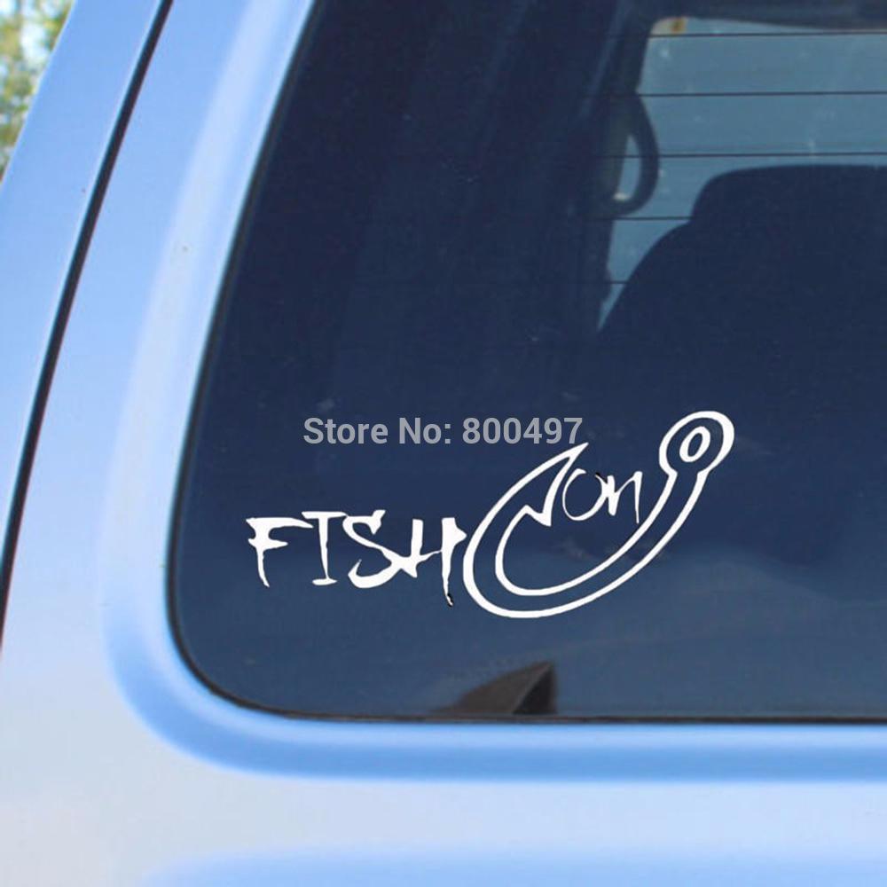 10 X Est Design Go Fishing Reflective Creative Auto Decal Cartoon Car Sticker-Fishing Decals-Bargain Bait Box-Black-Bargain Bait Box