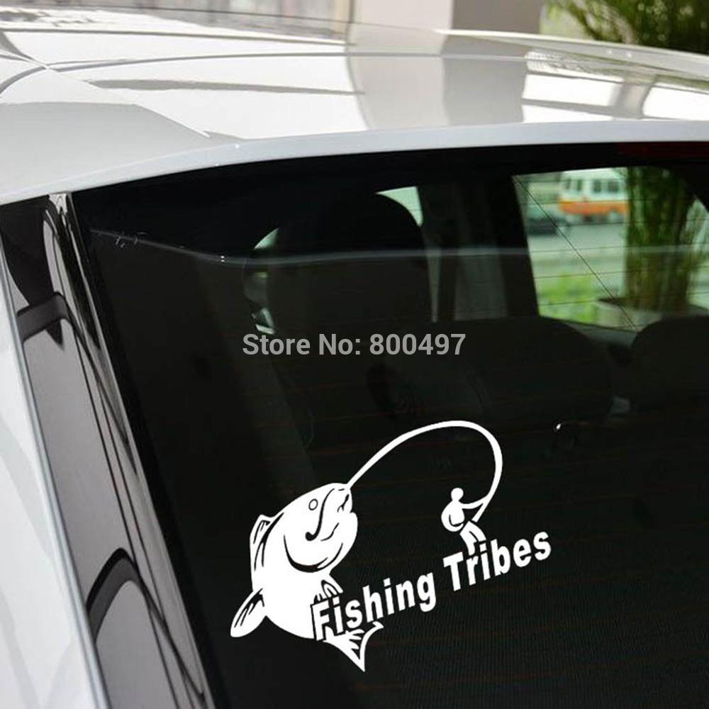 10 X Funny Car Sticker Fishing Tribes Auto Decal Car Sticker For Tesla-Fishing Decals-Bargain Bait Box-Fishing Tribes Black-Bargain Bait Box