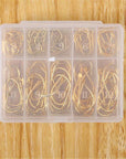 100 Pcs Durable Fishing Hooks Sharpened Fishing Needle With Box Golden-Unlimited Store-Bargain Bait Box