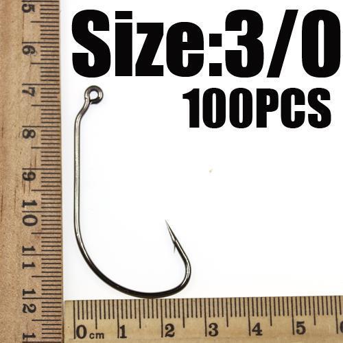 [100 Pcs] Worm Jig Hook Soft Plastic Fishing Hooks Wholesale Size 1 1/0 2/0-Wifreo store-SIZE 3L0 100PCS-Bargain Bait Box