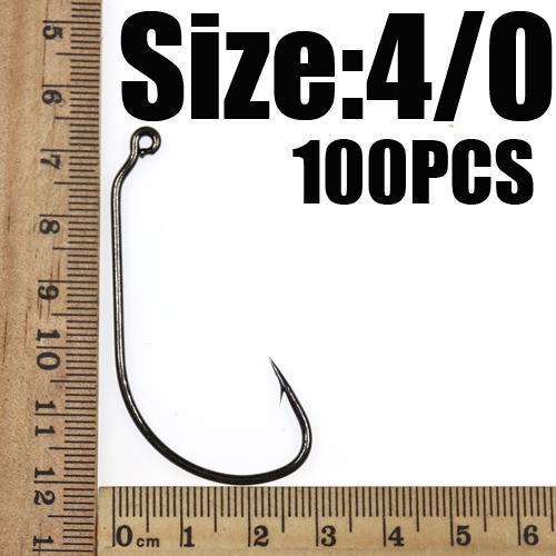 [100 Pcs] Worm Jig Hook Soft Plastic Fishing Hooks Wholesale Size 1 1/0 2/0-Wifreo store-SIZE 4L0 100PCS-Bargain Bait Box