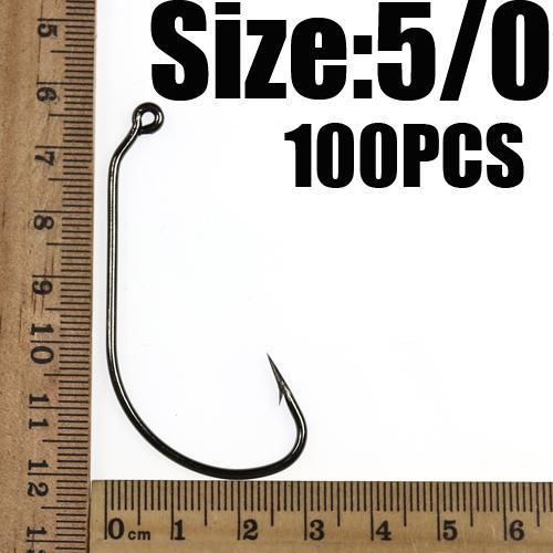 [100 Pcs] Worm Jig Hook Soft Plastic Fishing Hooks Wholesale Size 1 1/0 2/0-Wifreo store-SIZE 5L0 100PCS-Bargain Bait Box