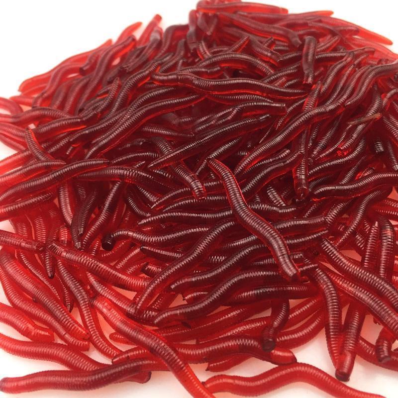 100 Pcs/Lot 3.5Cm Red Earthworm Maggot Soft Plastic Fishing Lure Artficial-PROLEURRE FISHING Store-Bargain Bait Box