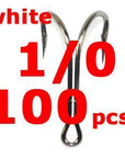 100Pcs/Lot High Carbon Steel Doule Hook Nickle White Sharp Soft Double Fishing-Specialty Hooks-Bargain Bait Box-1l0 100pcs-Bargain Bait Box