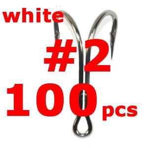 100Pcs/Lot High Carbon Steel Doule Hook Nickle White Sharp Soft Double Fishing-Specialty Hooks-Bargain Bait Box-2 100pcs-Bargain Bait Box