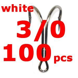 100Pcs/Lot High Carbon Steel Doule Hook Nickle White Sharp Soft Double Fishing-Specialty Hooks-Bargain Bait Box-3l0 100pcs-Bargain Bait Box