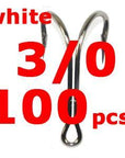 100Pcs/Lot High Carbon Steel Doule Hook Nickle White Sharp Soft Double Fishing-Specialty Hooks-Bargain Bait Box-3l0 100pcs-Bargain Bait Box
