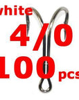 100Pcs/Lot High Carbon Steel Doule Hook Nickle White Sharp Soft Double Fishing-Specialty Hooks-Bargain Bait Box-4l0 100pcs-Bargain Bait Box
