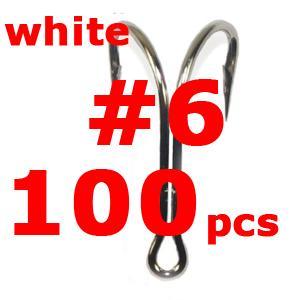 100Pcs/Lot High Carbon Steel Doule Hook Nickle White Sharp Soft Double Fishing-Specialty Hooks-Bargain Bait Box-6 100pcs-Bargain Bait Box