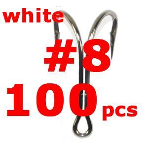 100Pcs/Lot High Carbon Steel Doule Hook Nickle White Sharp Soft Double Fishing-Specialty Hooks-Bargain Bait Box-8 100pcs-Bargain Bait Box