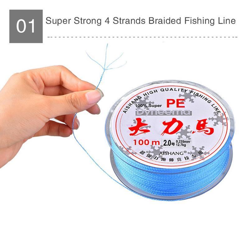 100M Extreme Strong 4 Strands Pe Braided Fishing Line 8Lb - 90Lb Grey-ACEXPNM Angler &amp; Cyclist&#39;s Store-0.2-Bargain Bait Box