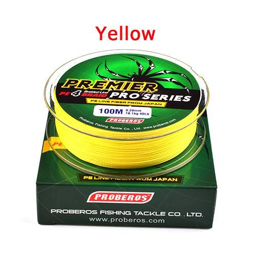 100M Pe Braided Fishing Line Strong 4 Stands Fishing Line Big Tensile Load-DONQL Outdoors Store-yellow-0.4-Bargain Bait Box