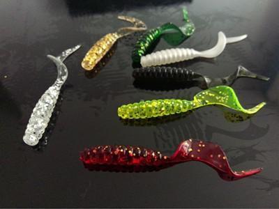 100Pcs 5Cm Soft Assorted Color Artificial Worm Grub Fishing Lures Soft Worm  Grub