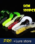 100Pcs 5Cm Soft Assorted Color Artificial Worm Grub Fishing Lures Soft Worm Grub-Professional Lure store-white-Bargain Bait Box