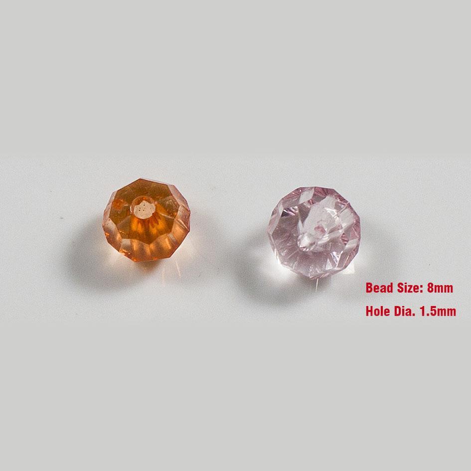 100Pcs 8Mm Crystal Glass Faceted Beads, Plastic Bead For Your Spinnerbait,-Fishing Beads-Bargain Bait Box-Rose-Bargain Bait Box