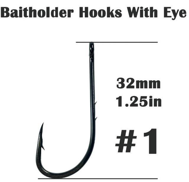 100Pcs Baitholder Fishing Hooks #1-#5 Barb Black Jig Carbon Fiber Jigging Bait-THKFISH FISHING TACKLE CO.,LTD-100pcs size 1-Bargain Bait Box